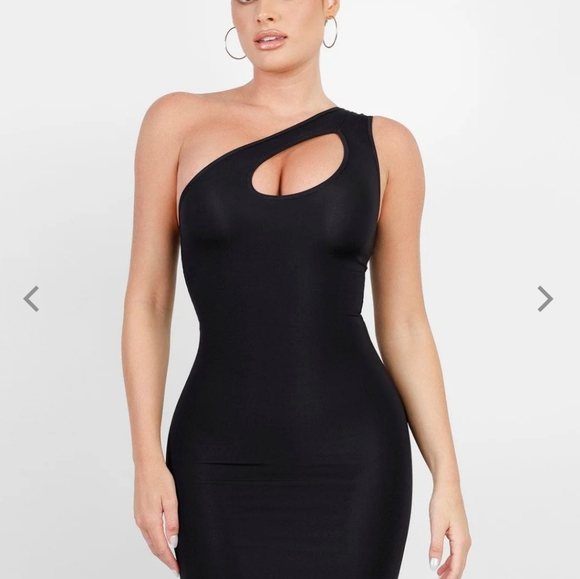 POPILUSH Shapewear One Shoulder Cutout Tummy Control Mini Dress - Picture 8 of 9